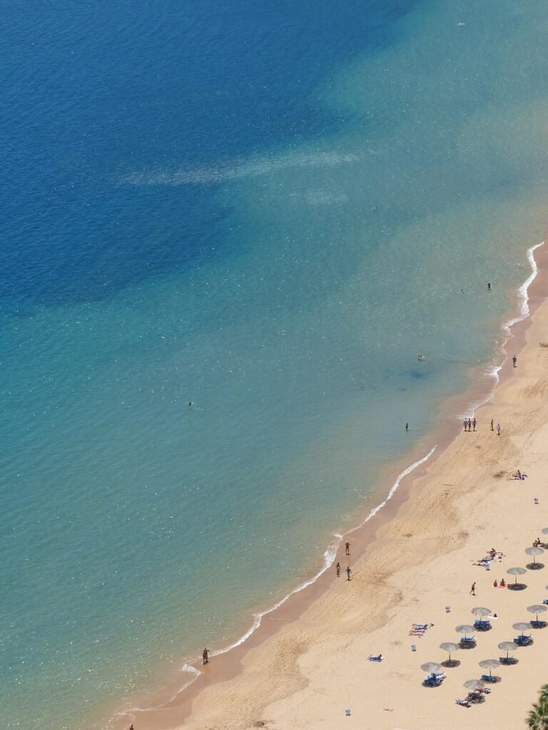 sandy beach, beach, playa las teresitas, tenerife, sea, ocean, water, blue discoloration, vacations, sun, sunshine, nature, coast