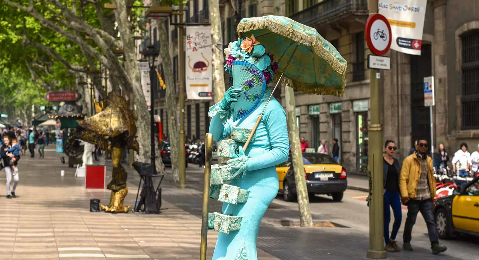 Estatua humana en Las Ramblas